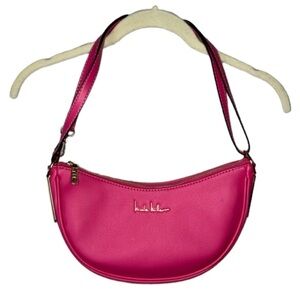 Nicole Miller Pink Fuschia Magenta Half Moon Shoulder Bag